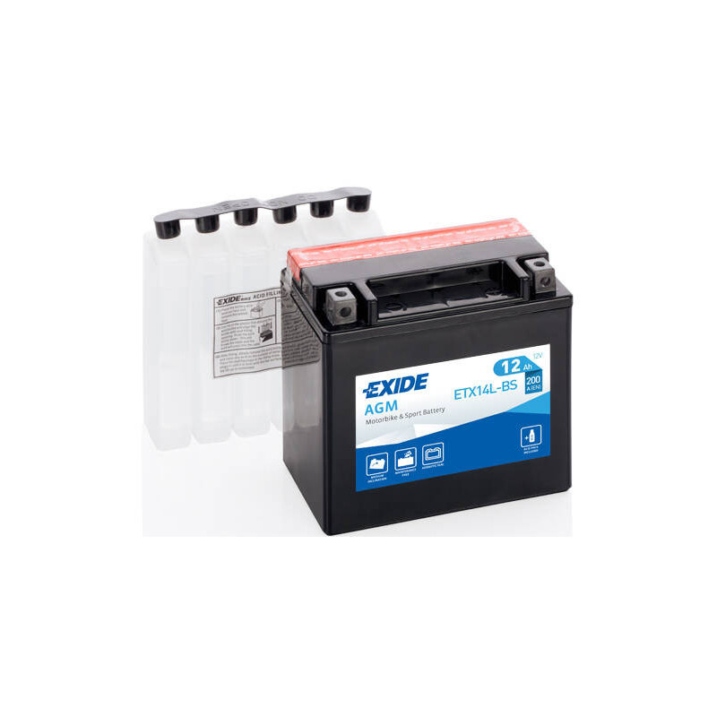 Motobatéria EXIDE EXCELL ** ETX14L-BS 12V 12Ah 200A