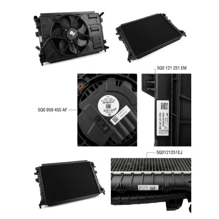 chladičova stena (chladič vody, chladič klímy, sahara, ventilátor) VW AG, 1.4 TSI, 5Q0909455AF, 5Q0121251EM,  5Q0121251EJ